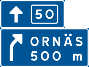 Vägmärke F4 – Avfartsorienteringstavla